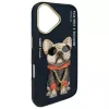 Nimmy -kuori iPhone 16 6.1 musta Glasses Cool Dog