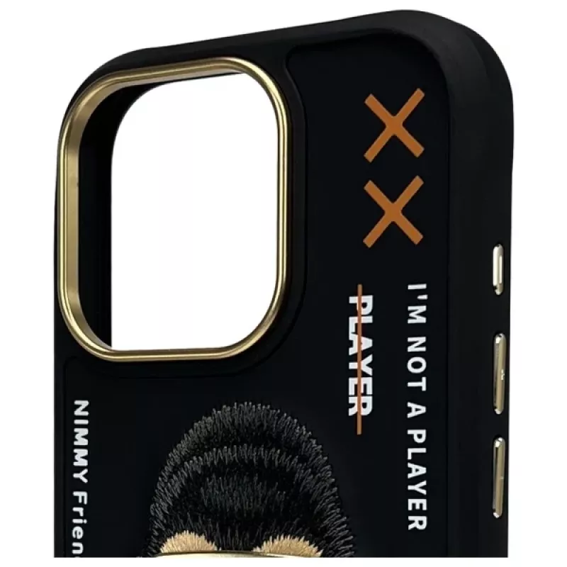 Nimmy Cool&Cute 2.0 Monkey takakansi Apple iPhone 16 Pro, musta, TPU