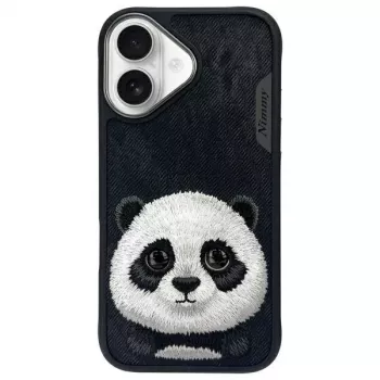 Nimmy Big Eyed Pet 2.0 Panda kuori Apple iPhone 16 6,1 musta