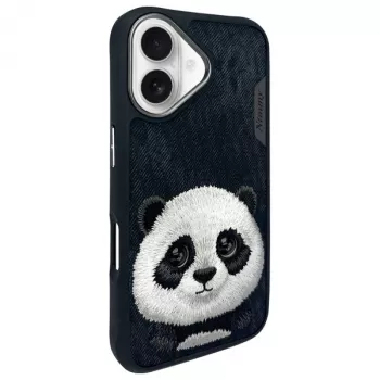 Nimmy Big Eyed Pet 2.0 Panda kuori Apple iPhone 16 6,1 musta