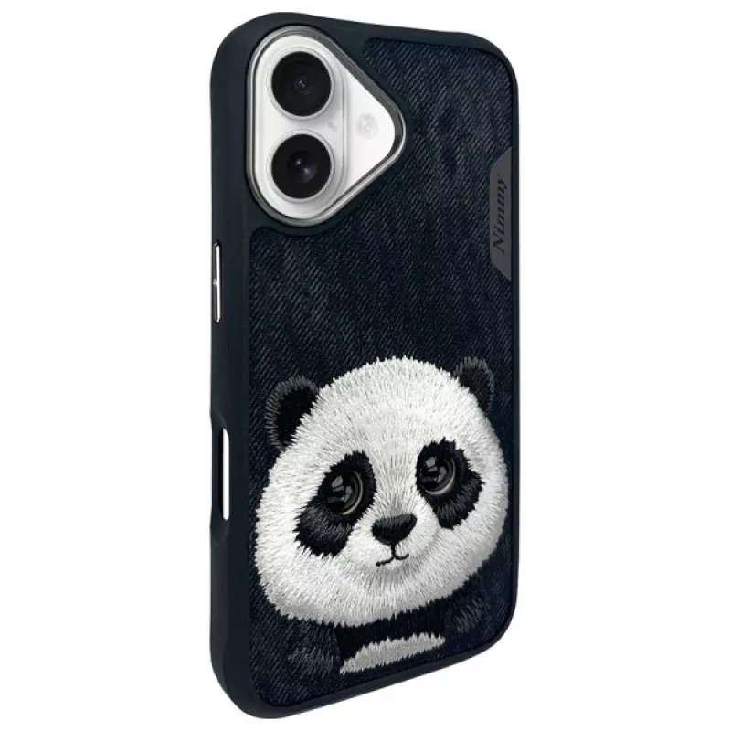 Nimmy Big Eyed Pet 2.0 Panda kuori Apple iPhone 16 6,1 musta