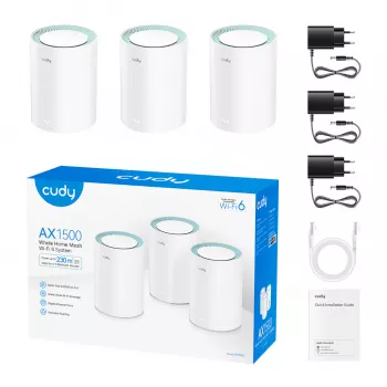 Cudy AX1500 Wi-Fi 6 Gigabit Mesh -ratkaisu 3 kpl:n pakkaus (M1500(3-Pack))