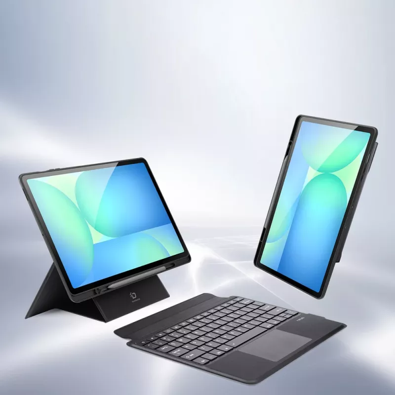 Dux Ducis DK Series -näppäimistökotelo Samsung Galaxy Tab S10 FE+ (Plus) -laitteelle taustavalolla - musta