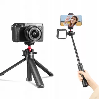 ULANZI MT-16 ministatiivi selfie-tikku kuulapäällä ja kylmäkenkäkiinnikkeellä, musta