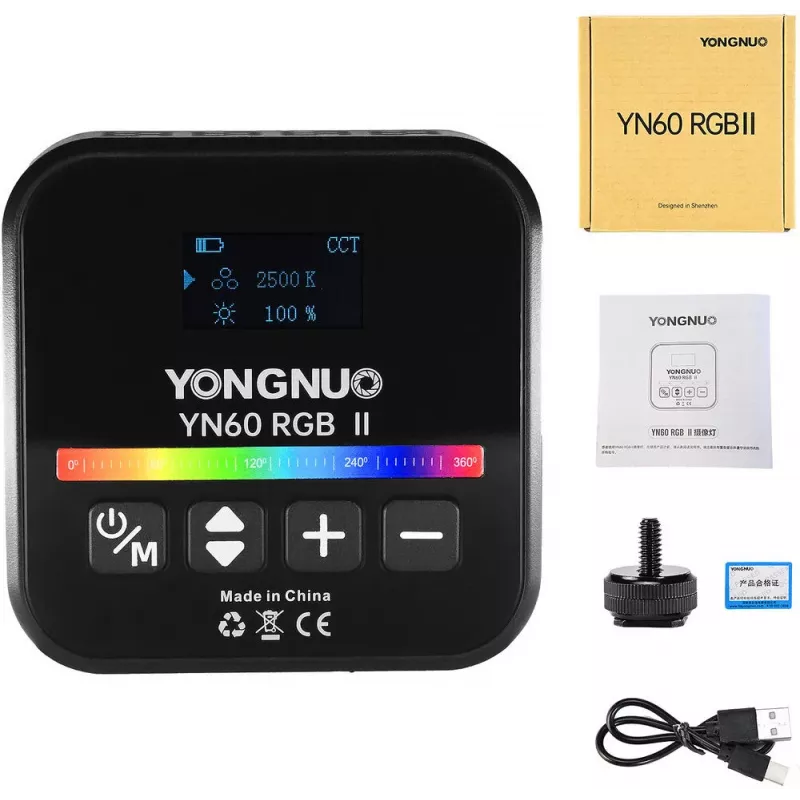 LED-videovalo Yongnuo YN60 RGB II - WB (2500K - 9900K), musta