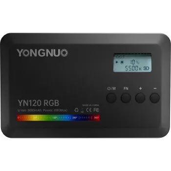 Yongnuo YN120 RGB LED-videovalo, Bi-Color 2500K-9900K, 12W, sisäänrakennettu akku, USB-C
