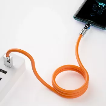 Dudao L24CC USB-C - USB-C -kulmakaapeli 120W 1 m 180° kierto oranssi