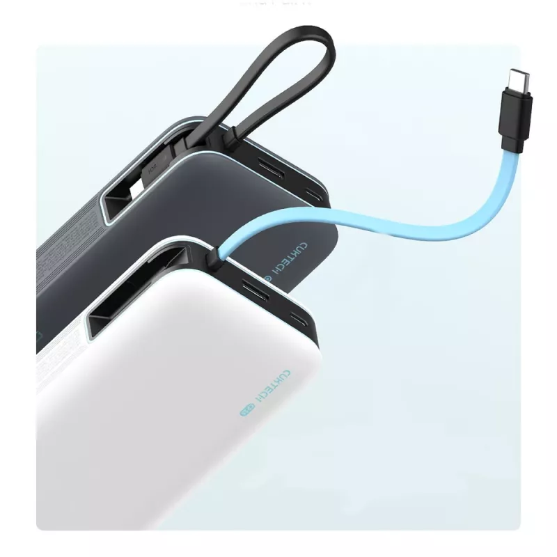 CUKTECH CUKP200NGLLG 55W 20000 mAh varavirtalähde integroidulla USB-C-kaapelilla - valkoinen