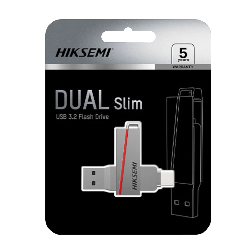 HIKSEMI USB-muisti 128 GB E307C U3 Dual USB 3.2 & USB Type-C harmaa