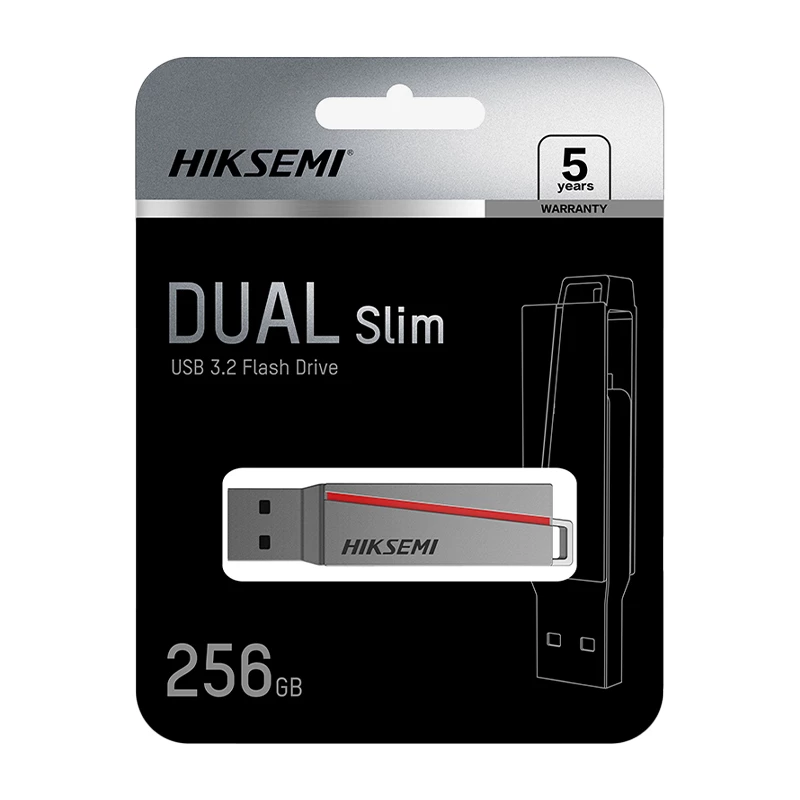 HIKSEMI USB-muisti 256 GB E307C U3 Dual USB 3.2 & USB Type-C harmaa