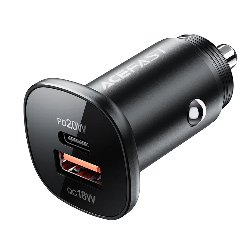 ACEFAST 38W autolaturi USB-C / USB-A, PPS, Power Delivery, Quick Charge 3.0, AFC, FCP musta (B1)
