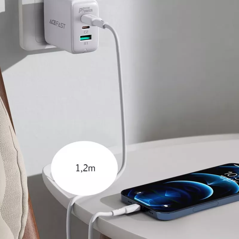 ACEFAST MFI USB-C - Lightning kaapeli 1,2m, 30W, 3A, musta (C2-01)