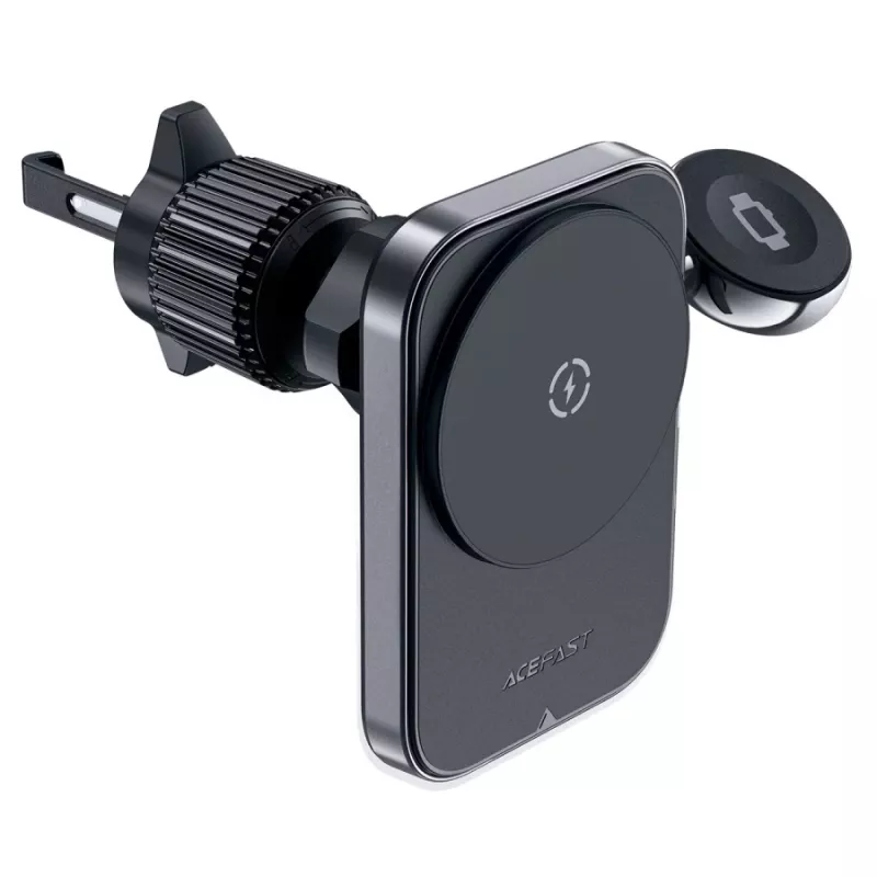Acefast D18 autoteline MagSafe/Qi-langattomalla laturilla + USB-A–USB-C-kaapeli - musta