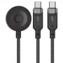 ACEFAST C6-11 3-in-1 USB-C - 2x USB-C ja Qi langaton latauskaapeli, 100W, 1,2m, musta