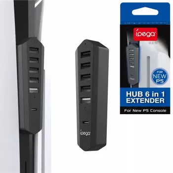 IPEGA USB/USB-C-keskitin PS5 Slim musta