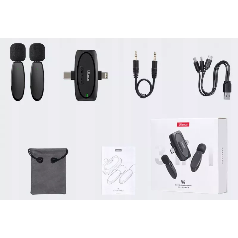 Ulanzi V6 langaton audiolähetyssarja - USB-C + Lightning