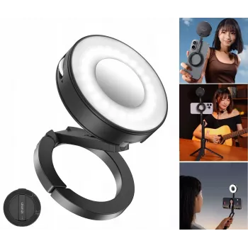 ULANZI ML05 magneettinen LED-videovalo peilillä, MagSafe-yhteensopiva, 2500K-9000K, 3W, musta