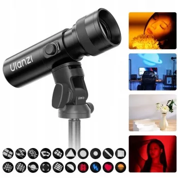 ULANZI LM01 10W LED-kohdevalo gobo- ja värisuodattimilla, zoom ja tehosteet