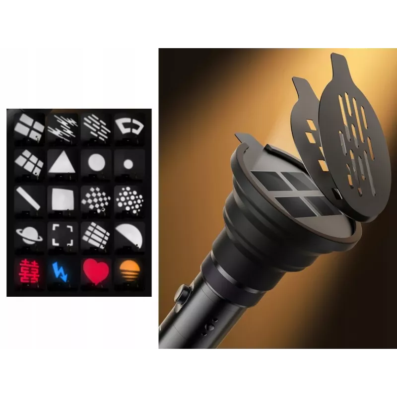 ULANZI LM01 10W LED-kohdevalo gobo- ja värisuodattimilla, zoom ja tehosteet