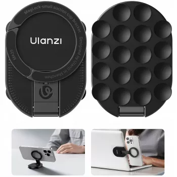 Ulanzi MA39 magneettinen puhelinpidike imukupilla kojelaudalle, tuulilasille, työpöydälle - MagSafe-yhteensopiva, 360°-kierto, musta