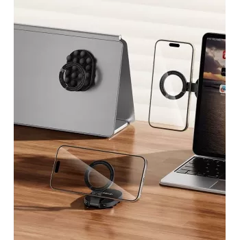 Ulanzi MA39 magneettinen puhelinpidike imukupilla kojelaudalle, tuulilasille, työpöydälle - MagSafe-yhteensopiva, 360°-kierto, musta