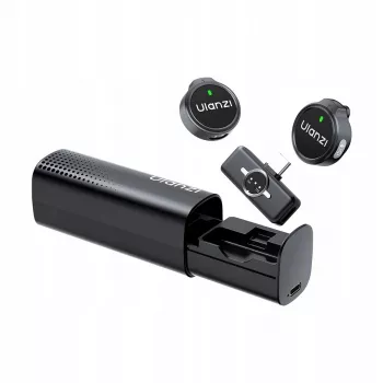 ULANZI A21 langaton lavalier-mikrofonisetti latauskotelolla, 2 lähetintä, USB-C-vastaanotin, 100 m kantama, musta