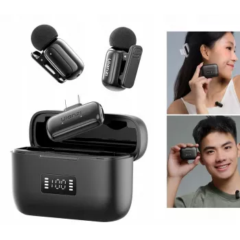 ULANZI A200 Mini Mic langaton lavalier-mikrofonisetti - 2 lähetintä, USB-C, 100 m kantama, musta