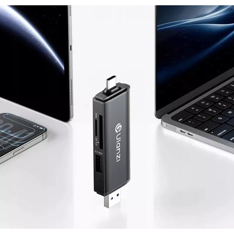 ULANZI CR3 3-in-1 SD/microSD/USB-kortinlukija USB-C- ja USB-A-liitännöillä