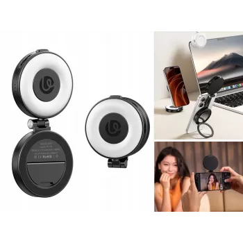 ULANZI LM23 LED-videovalo peilillä ja MagSafe-telineellä, 6W Bi-Color 2500K-9000K, 2000mAh akku, USB-C, musta