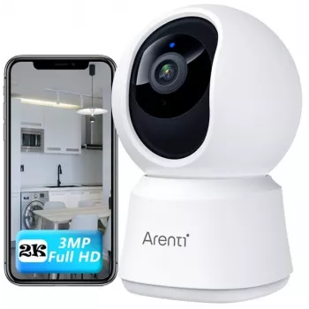 Arenti P2T sisä-Wi-Fi-kamera 3MP/2K kääntö-/kippaus-toiminnolla ja yksityisyystilalla