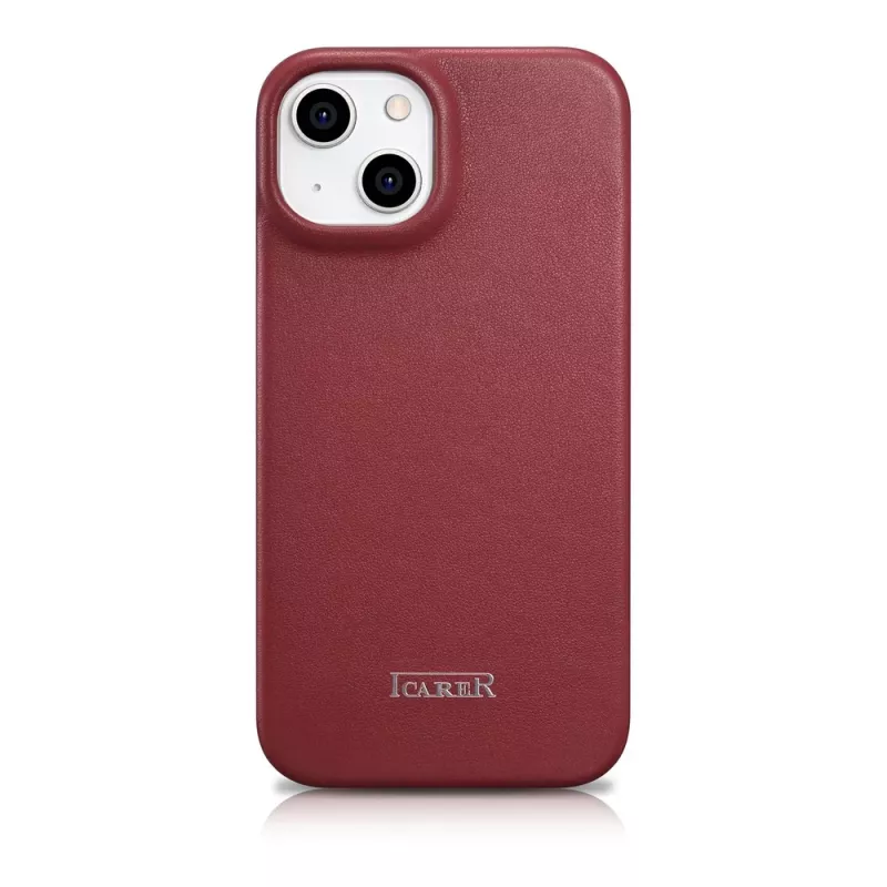 Icarer CE Premium Leather Folio Case iPhone 14 Plus magneettikannella MagSafe punainen (WMI14220715-RD)