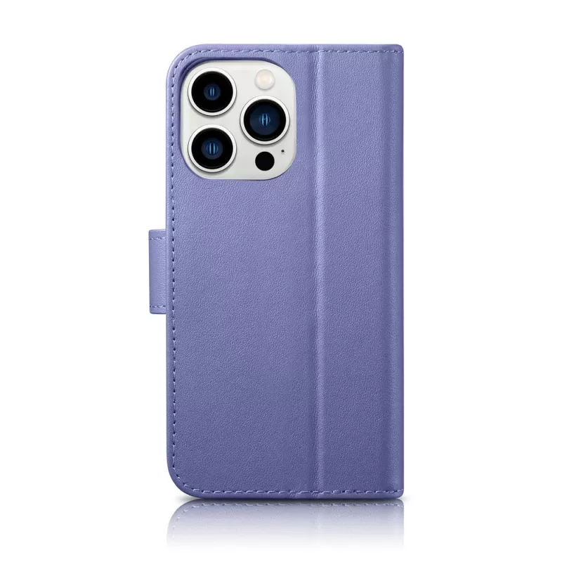 iCarer Wallet Case 2in1 iPhone 14 Pro, nahka-folio RFID-estolla, vaaleanvioletti (WMI14220726-LP)