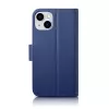 iCarer Wallet Case 2in1 iPhone 14 Plus - aito nahka flip case RFID-estolla, korttipaikoilla, kickstand - sininen