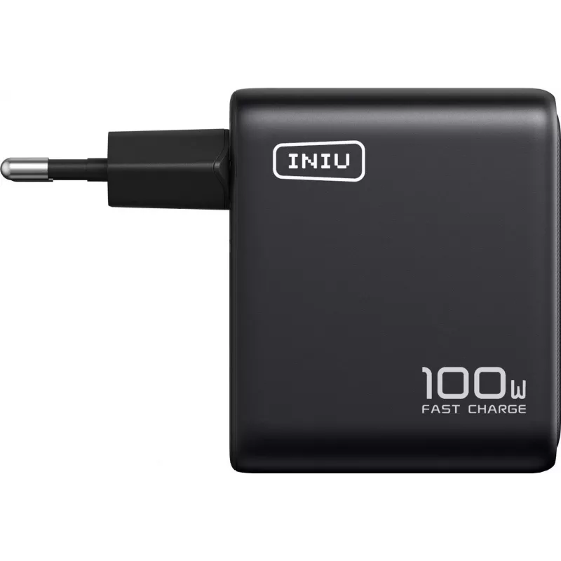 INIU Leopard Charger 100W GaN USB-C EU-pistoke musta