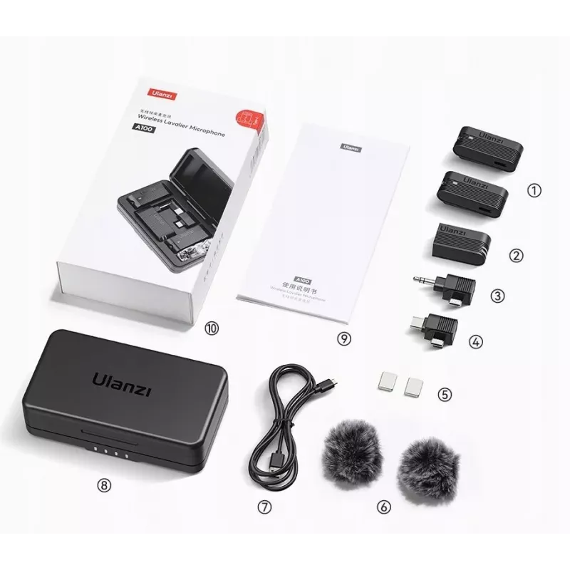 Ulanzi A100 langaton mikrofoni USB-C / USB-A / 3,5 mm liitäntä
