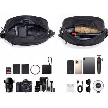 Ulanzi PB038 Travel Sling Bag V2 – musta, 7L, vedenhylkivä