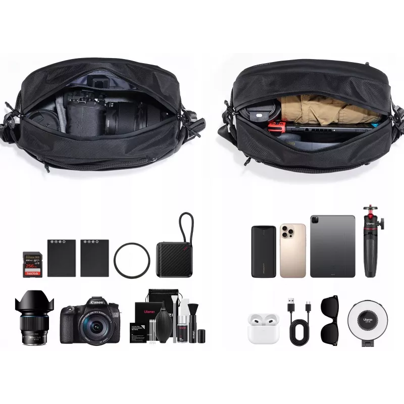 Ulanzi PB038 Travel Sling Bag V2 – musta, 7L, vedenhylkivä