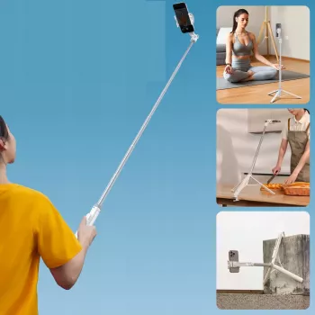 Ulanzi TT88 selfie-tikku jalusta Bluetooth-kaukolaukaisimella ja täytevalolla, valkoinen