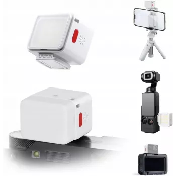 ULANZI DG01 mini LED-videovalo magneettikiinnityksellä ja kylmäkenkäsovittimella, 1W, 500mAh, Bi-Color 2700K-6500K, valkoinen