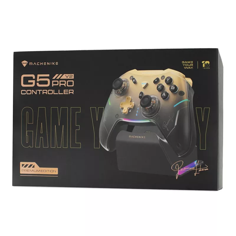 Machenike G5Pro Premium Edition langaton peliohjain lataustelineellä - musta & kulta