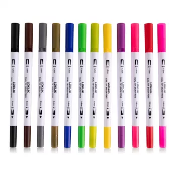 LOKLiK Dual Tip Brush Pens - 12 väriä
