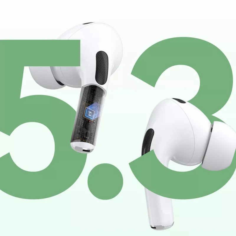 Dudao U19 True Wireless Stereo Bluetooth 5.3 -nappikuulokkeet LED-näytöllä - valkoinen