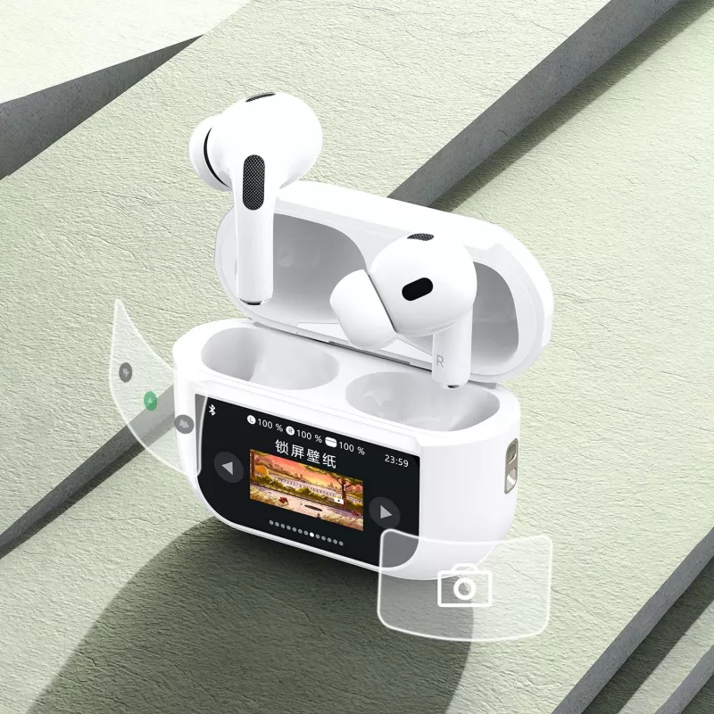 Dudao U19 True Wireless Stereo Bluetooth 5.3 -nappikuulokkeet LED-näytöllä - valkoinen