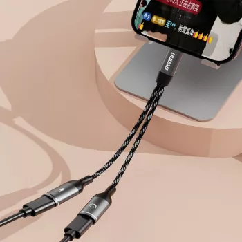 Dudao L13C+ 2-in-1 USB-C - USB-C -adapteri äänellä ja latauksella