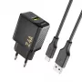 Dudao A23TEU 12W USB-A -verkkolaturi 1m USB-A - USB-C -kaapelilla, musta