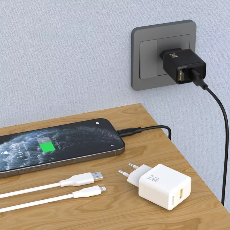 DUDAO A23LEU -laturi 12W 1xUSB-A (1m USB-A - Lightning -kaapeli sisältyy) valkoinen