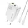Dudao A29C 65W GaN USB-C -laturi kaapelilla - valkoinen
