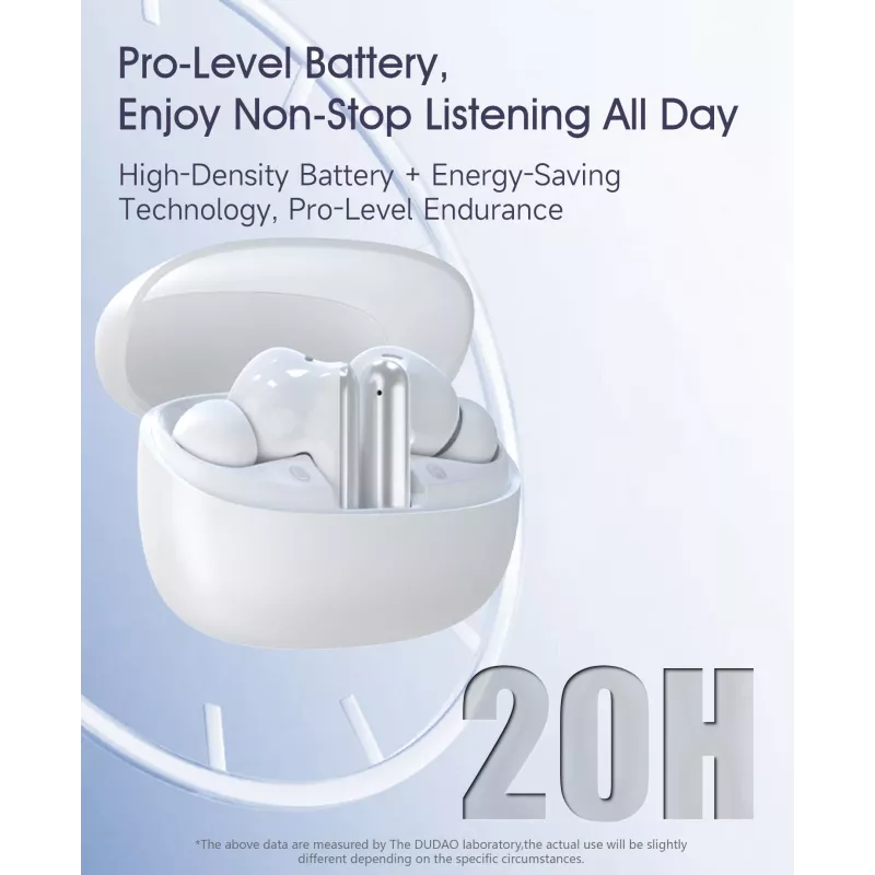 Dudao U21 TWS ANC ENC Bluetooth 5.3 langattomat nappikuulokkeet - valkoinen