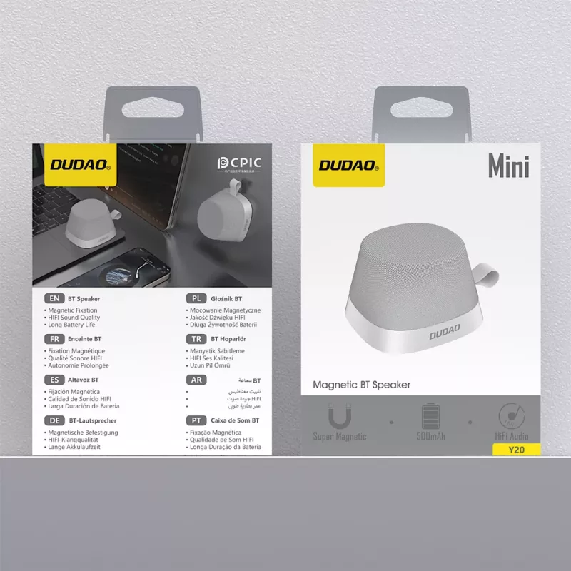Dudao Y20 langaton kaiutin magneettikiinnityksellä Bluetooth 5.3 - hopea