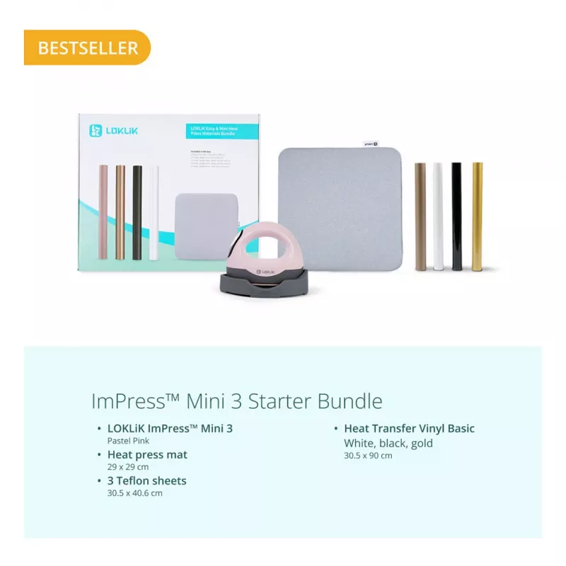LOKLIK ImPress Mini 3 -lämpöpuristin - pastellinpunainen